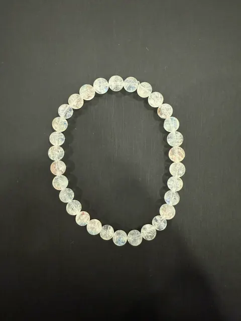 無色(白色)拉長石(彩虹月光石)・手串珠 FEL-B-0-00009