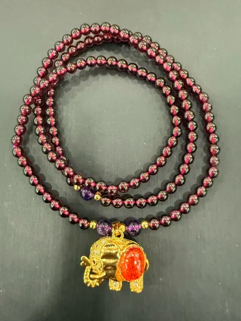 紅色石榴石・珠串項鍊 GAR-N-S-00015