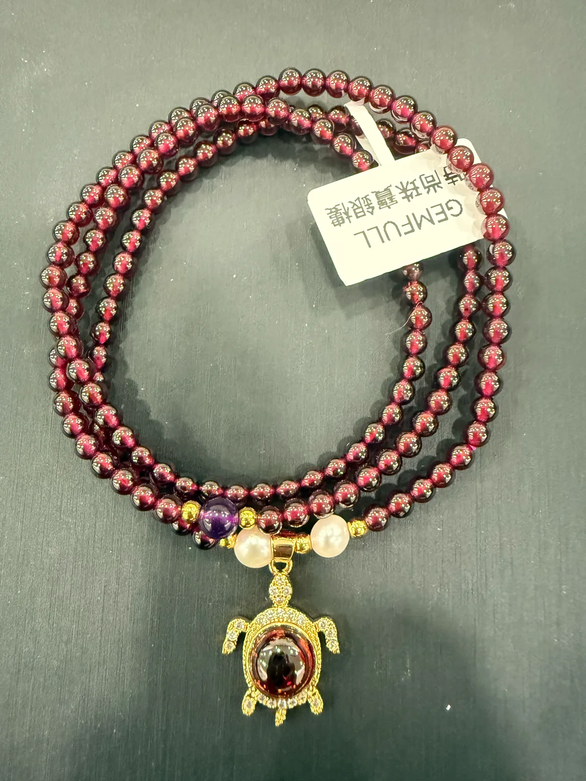 紅色石榴石・珠串項鍊 GAR-N-S-00020