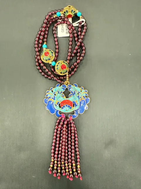 紅色石榴石・珠串項鍊 GAR-N-S-00021