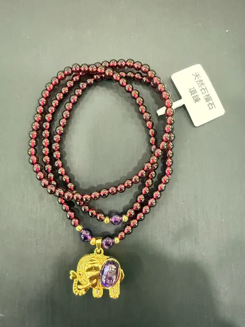 紅色石榴石・珠串項鍊 GAR-N-S-00031