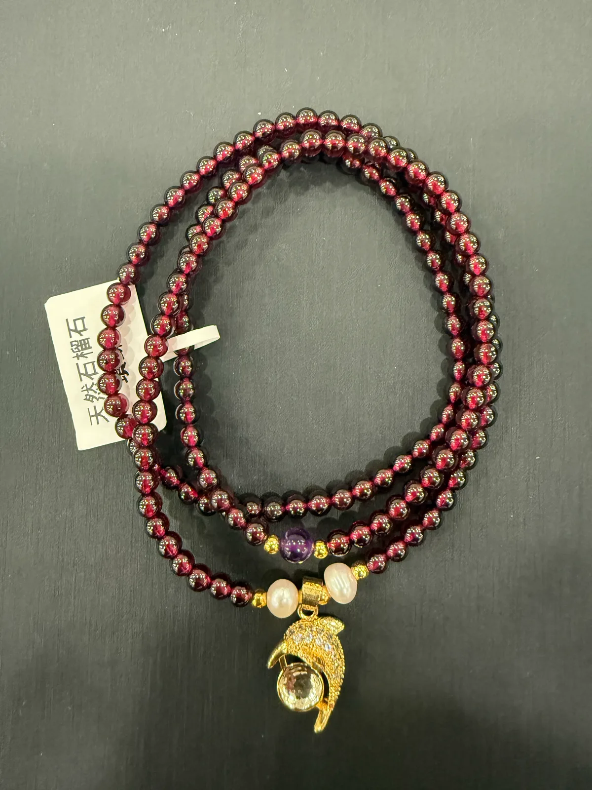 紅色石榴石・珠串項鍊 GAR-N-S-00041