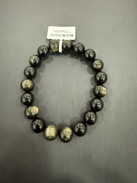 黑色黑曜石・手串珠 GLA-B-0-00027