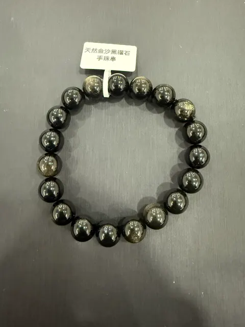 黑色黑曜石・手串珠 GLA-B-0-00035
