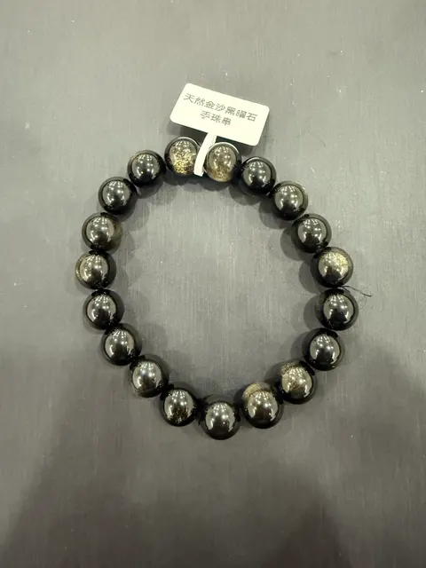 黑色黑曜石・手串珠 GLA-B-0-00042