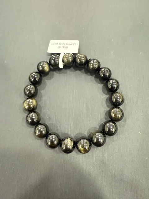 黑色黑曜石・手串珠 GLA-B-0-00052