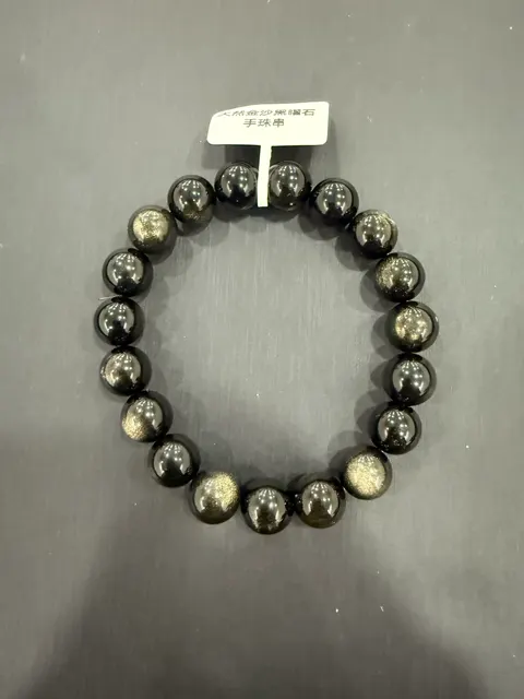 黑色黑曜石・手串珠 GLA-B-0-00058